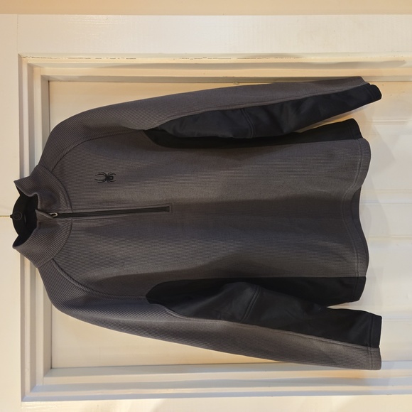 Spyder Soft Shell 1/4 Zip Fleece Pullover Sweater Jacket Mens Size XL Black Gray - Picture 2 of 14